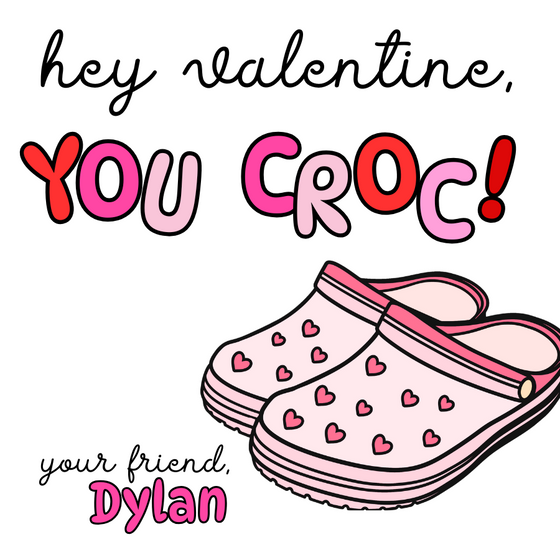 Pink Croc Valentines Tag