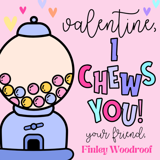 Bubblegum Valentines Tag