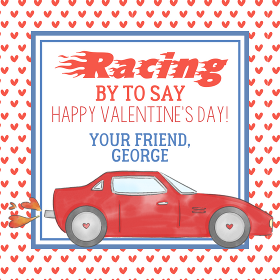 Red Racing Valentines Tag